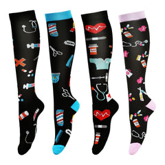 LEOSTEP Compression Socks for Women & Men Circulation Long Stockings Support for Nurses Pregnant Hiking Riding Running