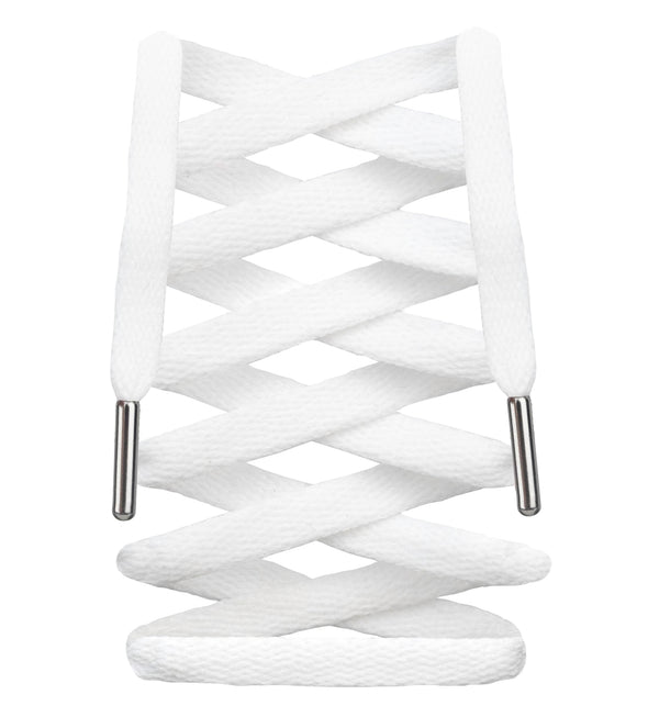 LitLaces - Premium Flat Cotton Shoe Laces Replacement for Air Jordan Nike Dunk Air Force 1 Converse & Casual Shoes (White/Silver 72")