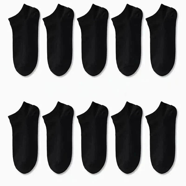 10-Pairs: Men's Solid Sport Low Cut Socks, Breathable Sweat-absorbing Comfy Soft Casual Simple Style Socks