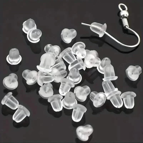 100-Pieces: Transparent Plastic Ear Clog Ear Stud Earring Pin Backs Ear Plug