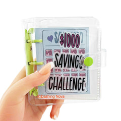 Clear Cover 1000 Dollar Savings Challenge Book 3-Ring PVC Money Saving Binder Personal Finance Budgeting Organizer