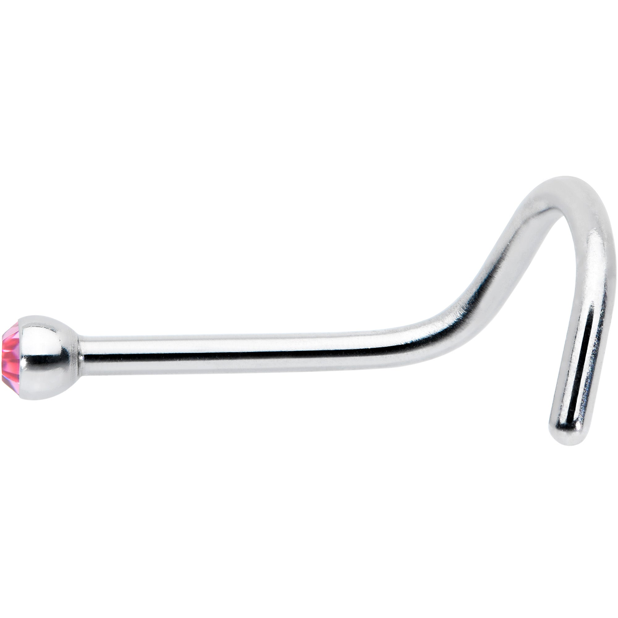 20G Stainless Steel Pink Gem Micro Nose Ring Twister