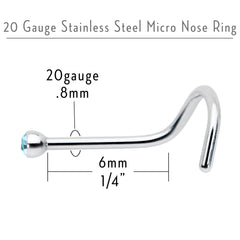 Aqua Gem MICRO Nose Ring Twister
