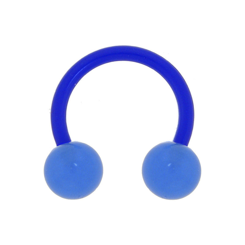 14G 3/8 Bioplast Blue Glow In The Dark Circular Horseshoe