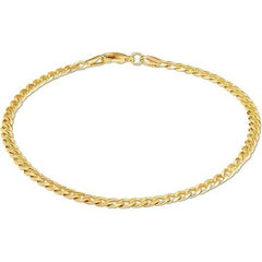 18K Gold Curb Cuban Link Chain Bracelet 8"