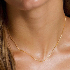 18K Solid Yellow Gold Box Necklace Real Gold Chain