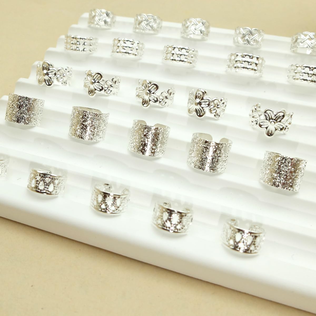 100pcs Silver Dreadlock Beads and Cuffs Set