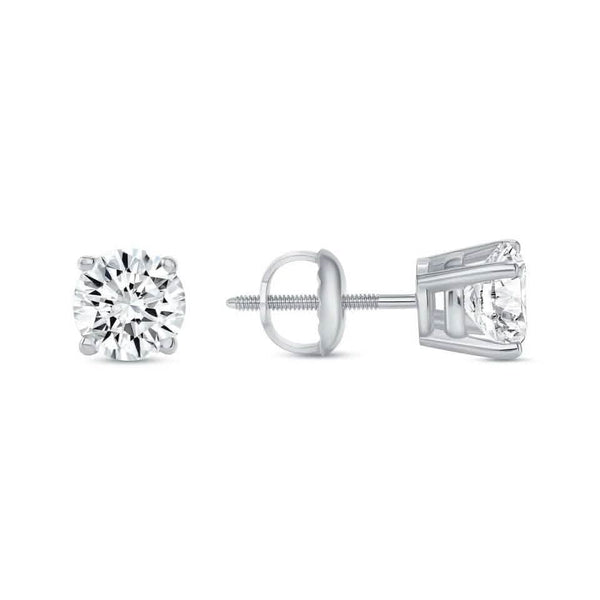 2 Ct Round Lab Created Grown Diamond Earrings 950 Platinum E/VVS Basket Screw