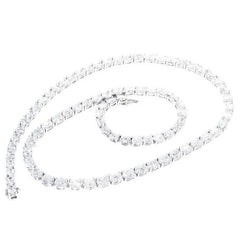 21.25CT Lab Grown Oval Diamond Graduated Tennis Necklace Platinum & 14K