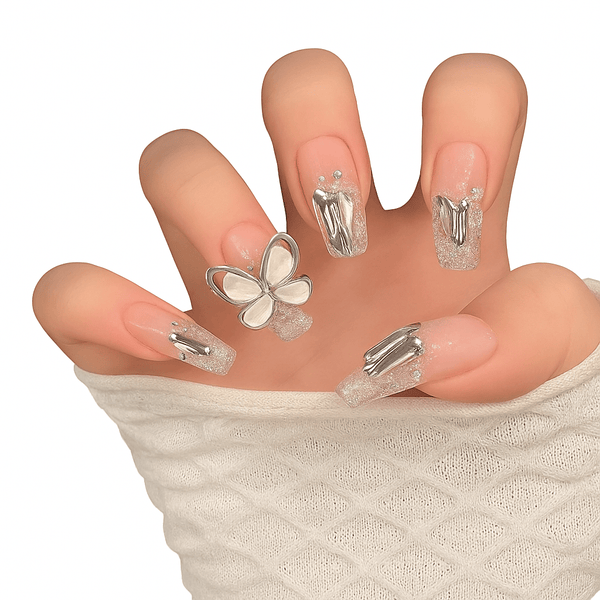 Luxury Full Cover Press-On Nails, 24-Piece Artificial Nail Set