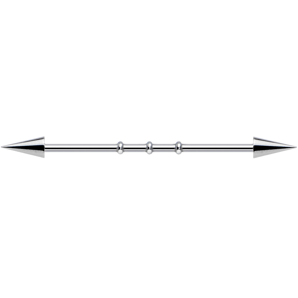 Surgical Steel Spiked Industrial Barbell Earring