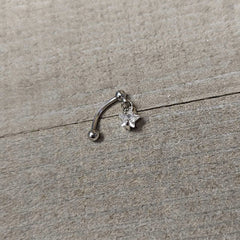 Top Down Clear Gem Dangle Star Eyebrow Ring