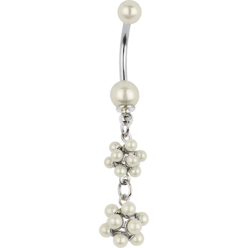 Cream Duality Dapper Drop Faux Pearl Belly Ring