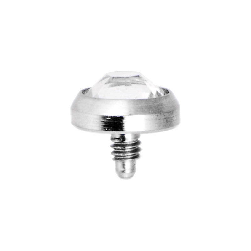 Grade 23 Solid Titanium Clear Gem 4MM Dermal Dome Top