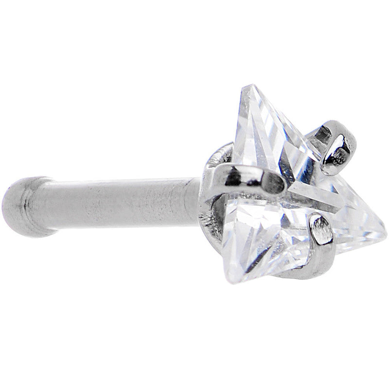 20G Clear Triangular Cubic Zirconia Nose Bone