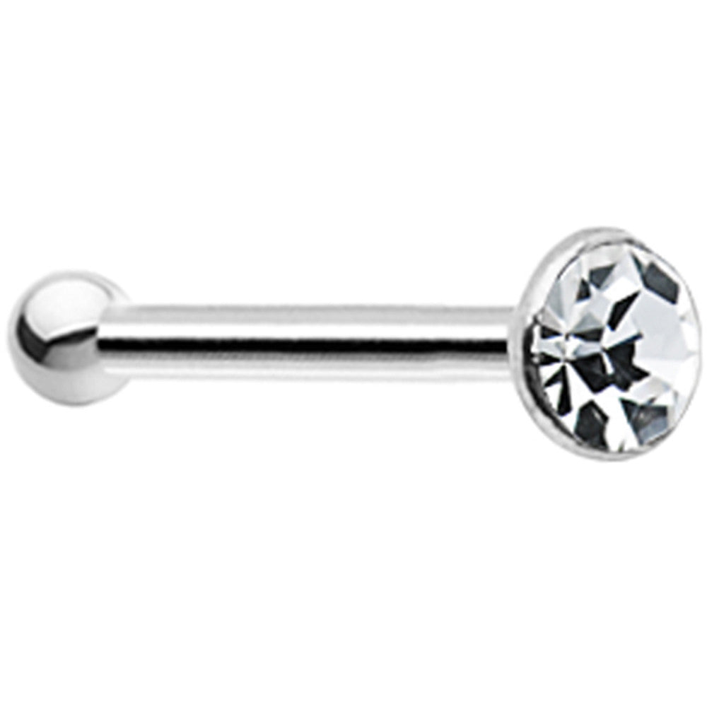 Sterling Silver 1.6mm Clear Nose Bone Created with Crystals