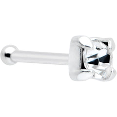 Sterling Silver 2mm Clear Nose Bone Created with Crystals