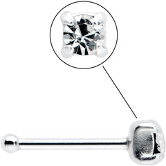 Sterling Silver 2mm Clear Nose Bone Created with Crystals