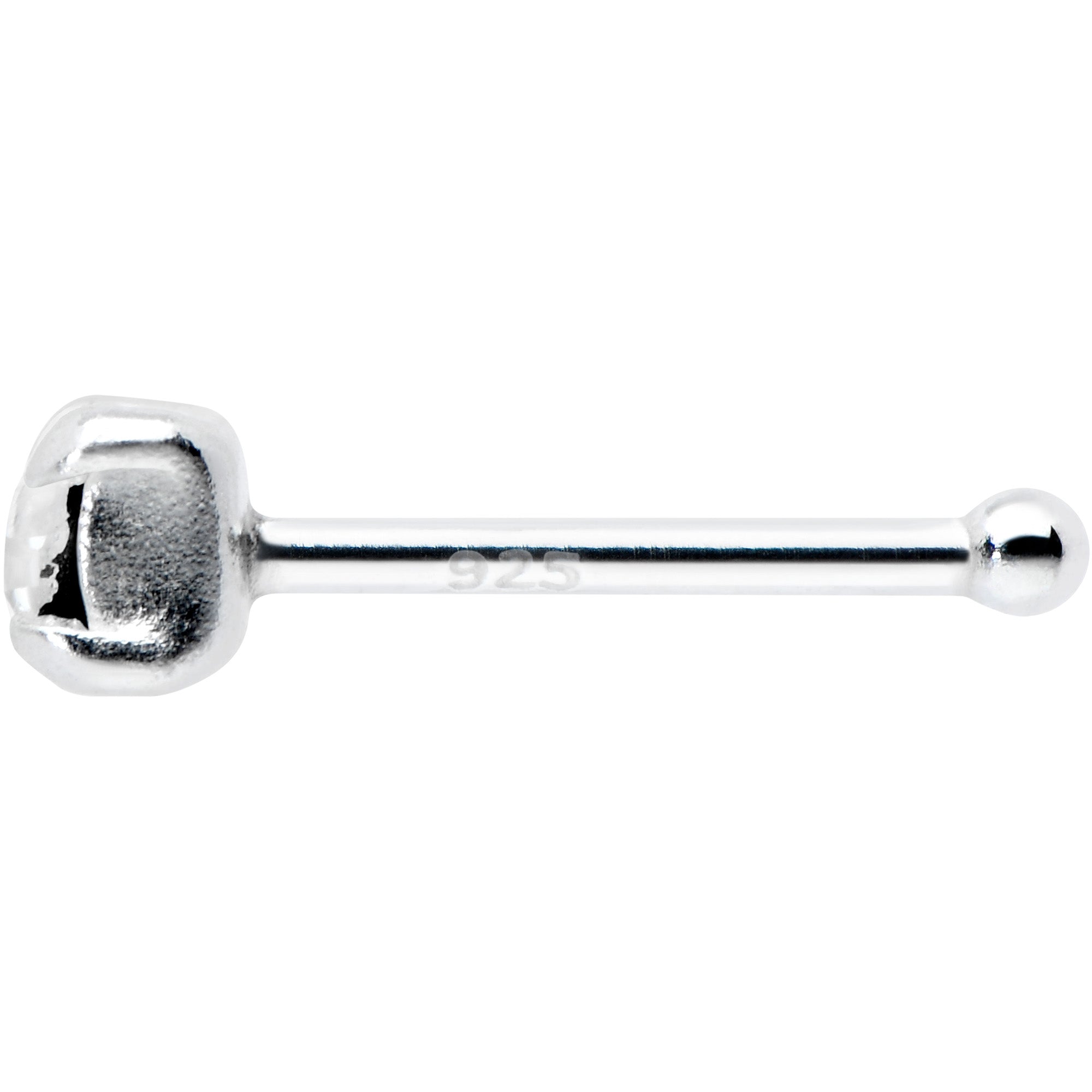 Sterling Silver 2mm Clear Nose Bone Created with Crystals