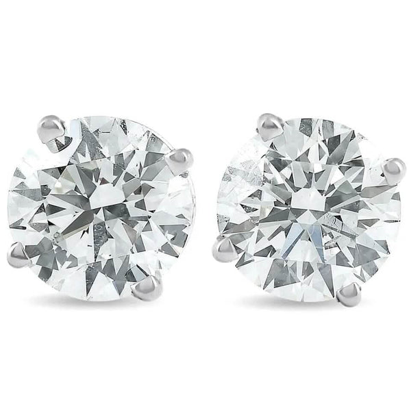 2Ct TW Round Lab Grown Diamond Studs 14K White Gold with Screw Backs