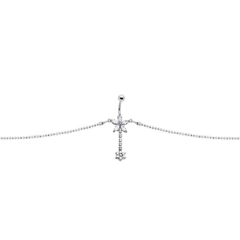 Clear Gem Floweret Flower Belly Chain