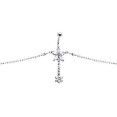 Clear Gem Floweret Flower Belly Chain