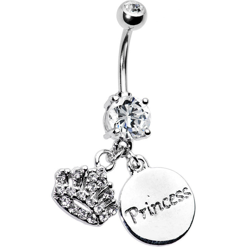 Cubic Zirconia Crown Princess Belly Ring