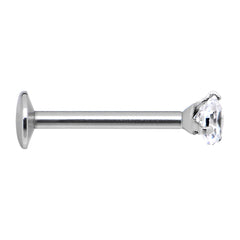 16G Clear 2mm Gem Internally Threaded Labret Monroe Tragus