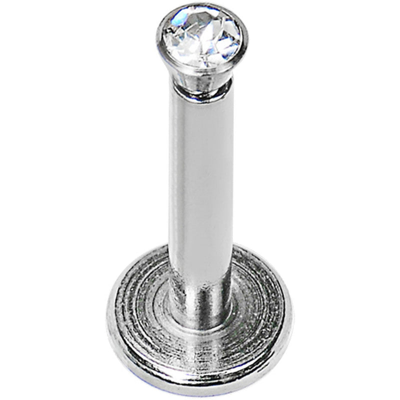 16G Clear 2mm Gem Internally Threaded Labret Monroe Tragus