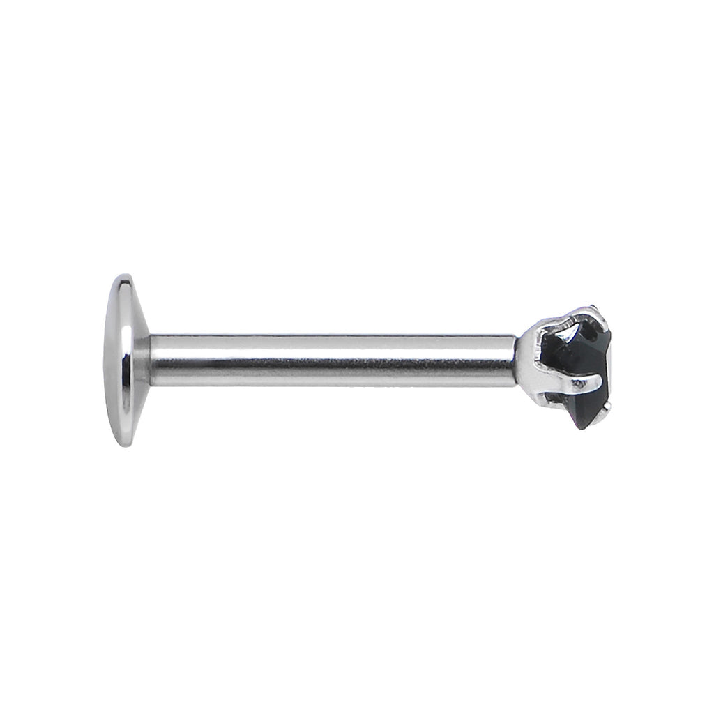 16G Black 3mm Square Gem Internally Threaded Labret Monroe Tragus