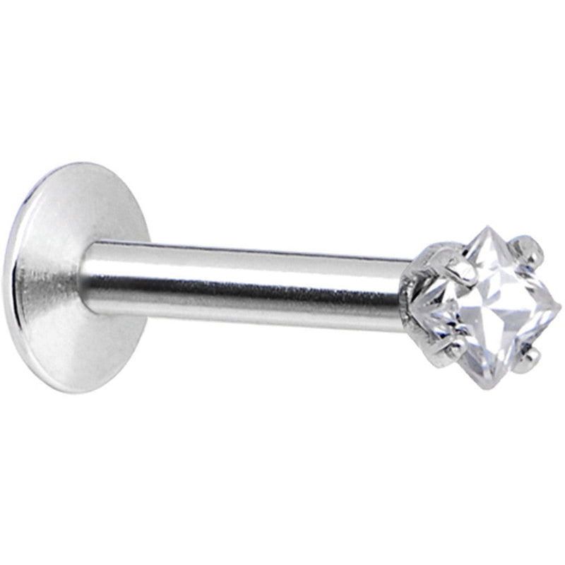16G Clear 3mm Square Gem Internally Threaded Labret Monroe Tragus