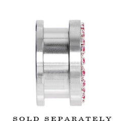 9/16 Stainless Steel Pink Gem Screw Fit Tunnel