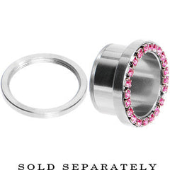 7/8 Stainless Steel Pink Gem Screw Fit Tunnel