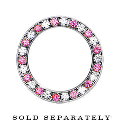 26mm Stainless Steel Pink Clear Gem Screw Fit Tunnel