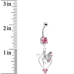 Pink CZ Heart Fairy Belly Ring