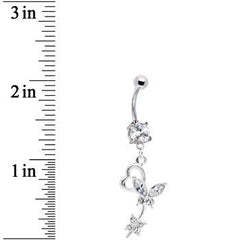 Clear CZ Flight of Fancy Butterfly Belly Ring