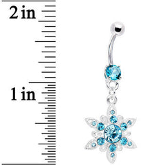 Aqua CZ Spectacular Flower Belly Ring