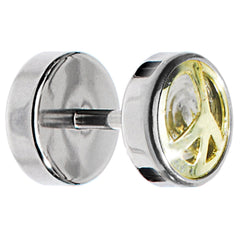 Anodized Titanium Gold Peace Sign Cheater Plug