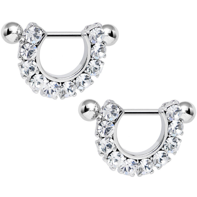 14G 5/8 Clear Gem Flirtatious Flair Nipple Shield Set