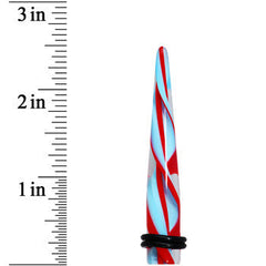 00G Clear Aqua Red Spiral Acrylic Ear Taper