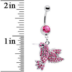 Pink Gem Humming Bird Belly Ring