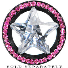 5/8 Black Pink Titanium Star CZ Screw Fit Tunnel