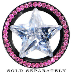 18mm Black Pink Titanium Star CZ Screw Fit Tunnel