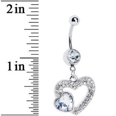 Clear Gem Hollow Heart Dangle Belly Ring