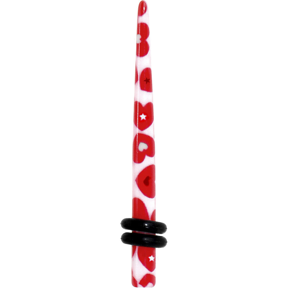 8G Lovely Red Heart Acrylic Ear Taper