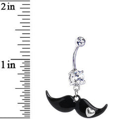 Clear Heart Mustache Belly Ring
