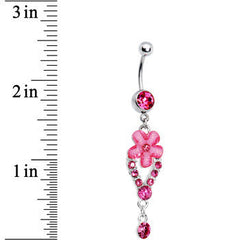 Pink Gem Springtime Flower Belly Ring