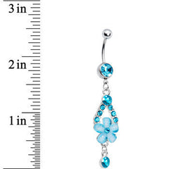 Aqua Gem Springtime Flower Belly Ring