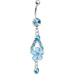 Aqua Gem Springtime Flower Belly Ring