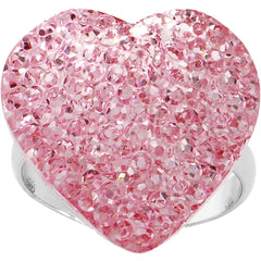 Light Pink Sparkler Heart Adjustable Ring